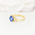 Round Cut Sapphire Baguette Side Stone Engagement Ring - Additional view