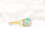 Round Cut Fire Opal Baguette Side Stone Engagement Ring - Additional view