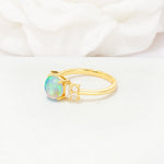 Round Cut Fire Opal Baguette Side Stone Engagement Ring - Additional view