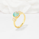 Round Cut Fire Opal Baguette Side Stone Engagement Ring - Additional view