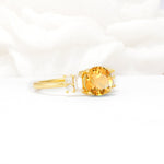 Round Cut Citrine Baguette Side Stone Engagement Ring - Additional view