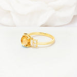 Round Cut Citrine Baguette Side Stone Engagement Ring - Additional view