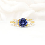 Round Cut Tanzanite Baguette Side Stone Engagement Ring - Additional view