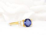 Round Cut Tanzanite Baguette Side Stone Engagement Ring - Additional view
