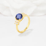 Round Cut Tanzanite Baguette Side Stone Engagement Ring - Additional view