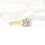 Round Cut Lab Diamond Baguette Side Stone Engagement Ring - Additional view