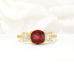 Round Cut Garnet Baguette Side Stone Engagement Ring - Additional view