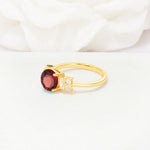 Round Cut Garnet Baguette Side Stone Engagement Ring - Additional view