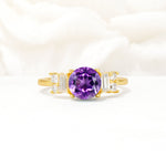 Round Cut Amethyst Baguette Side Stone Engagement Ring - Additional view