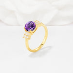 Round Cut Amethyst Baguette Side Stone Engagement Ring - Additional view