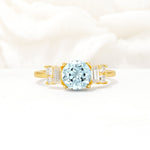 Round Cut Aquamarine Baguette Side Stone Engagement Ring - Additional view