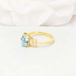 Round Cut Aquamarine Baguette Side Stone Engagement Ring - Additional view