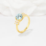 Round Cut Aquamarine Baguette Side Stone Engagement Ring - Additional view