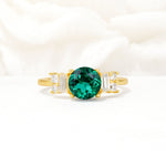Round Cut Emerald Baguette Side Stone Engagement Ring - Additional view