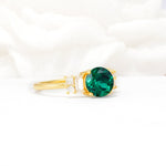 Round Cut Emerald Baguette Side Stone Engagement Ring - Additional view