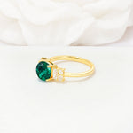 Round Cut Emerald Baguette Side Stone Engagement Ring - Additional view