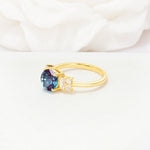 Round Cut Alexandrite Baguette Side Stone Engagement Ring - Additional view