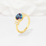 Round Cut Alexandrite Baguette Side Stone Engagement Ring - Additional view