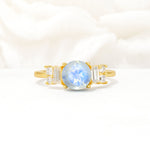 Round Cut Moonstone Baguette Side Stone Engagement Ring - Additional view