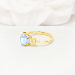 Round Cut Moonstone Baguette Side Stone Engagement Ring - Additional view
