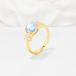 Round Cut Moonstone Baguette Side Stone Engagement Ring - Additional view