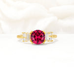 Round Cut Ruby Baguette Side Stone Engagement Ring - Additional view