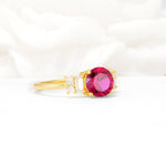 Round Cut Ruby Baguette Side Stone Engagement Ring - Additional view