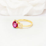 Round Cut Ruby Baguette Side Stone Engagement Ring - Additional view