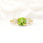 Round Cut Peridot Baguette Side Stone Engagement Ring - Additional view
