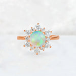 Round Cut Fire Opal Floral Cluster Engagement Ring - Additional view