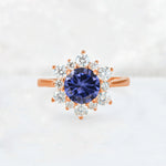 Round Cut Tanzanite Floral Cluster Engagement Ring - Additional view