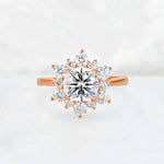 Round Cut Lab Diamond Floral Cluster Engagement Ring - Additional view