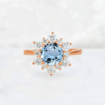 Round Cut Aquamarine Floral Cluster Engagement Ring - Additional view