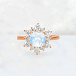 Round Cut Moonstone Floral Cluster Engagement Ring - Additional view