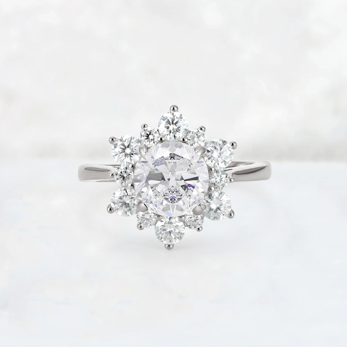 Round Cut Moissanite Floral Cluster Engagement Ring - Additional view