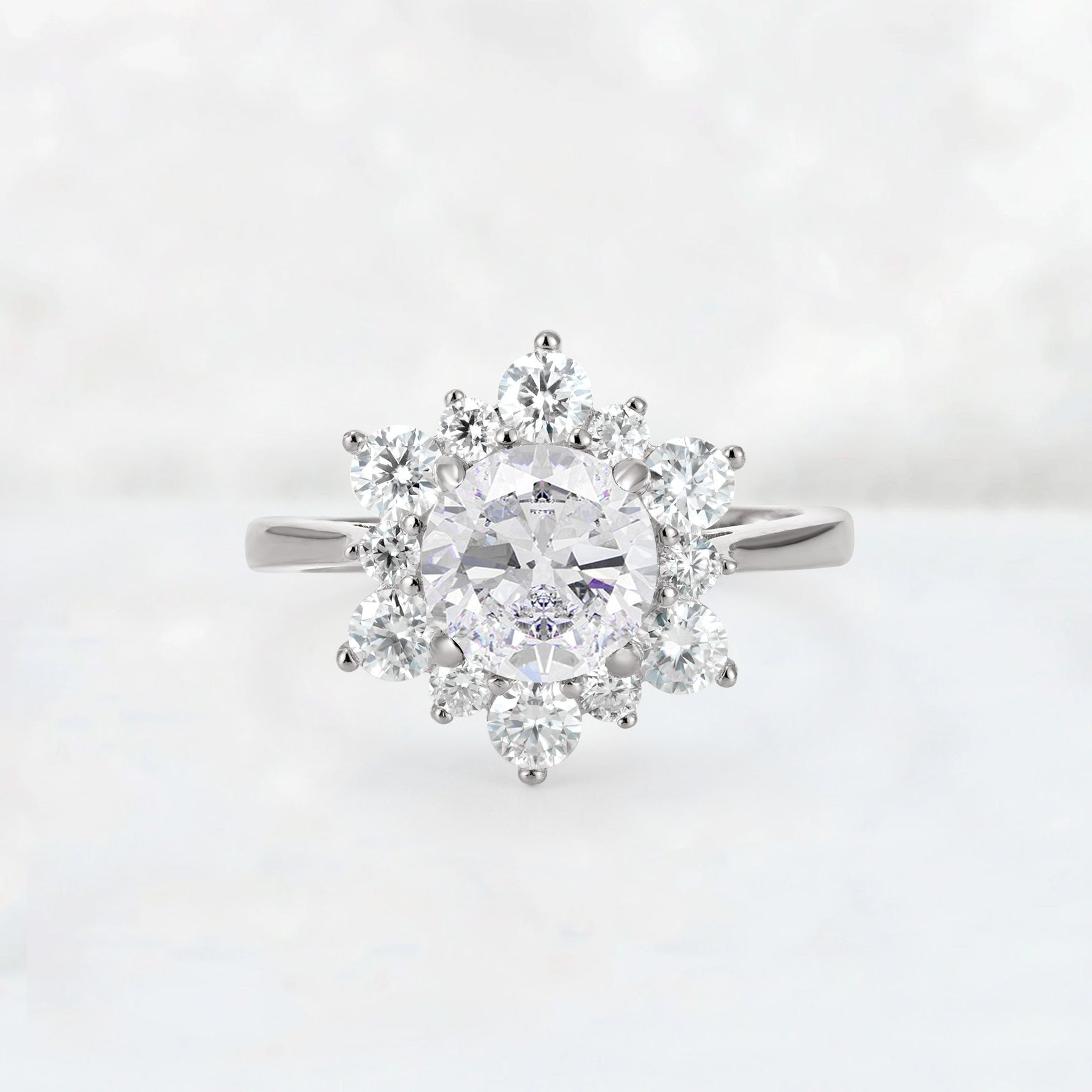Round Cut Moissanite Floral Cluster Engagement Ring - Additional view