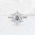 Round Cut Lab Diamond Floral Cluster Engagement Ring - Additional view