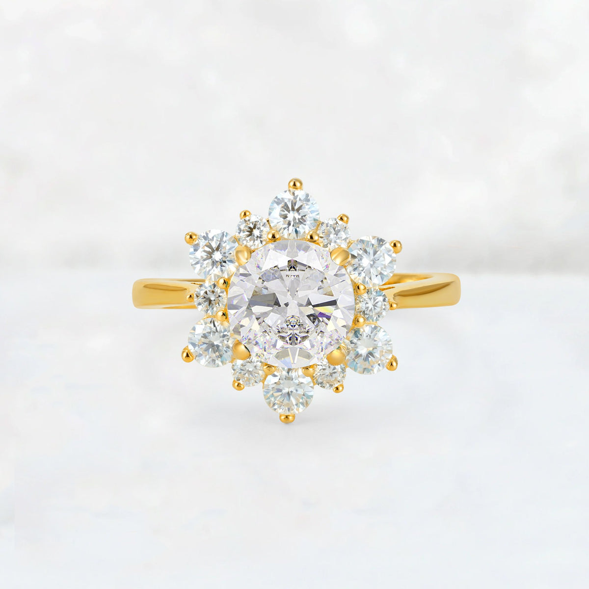 Round Cut Moissanite Floral Cluster Engagement Ring - Additional view