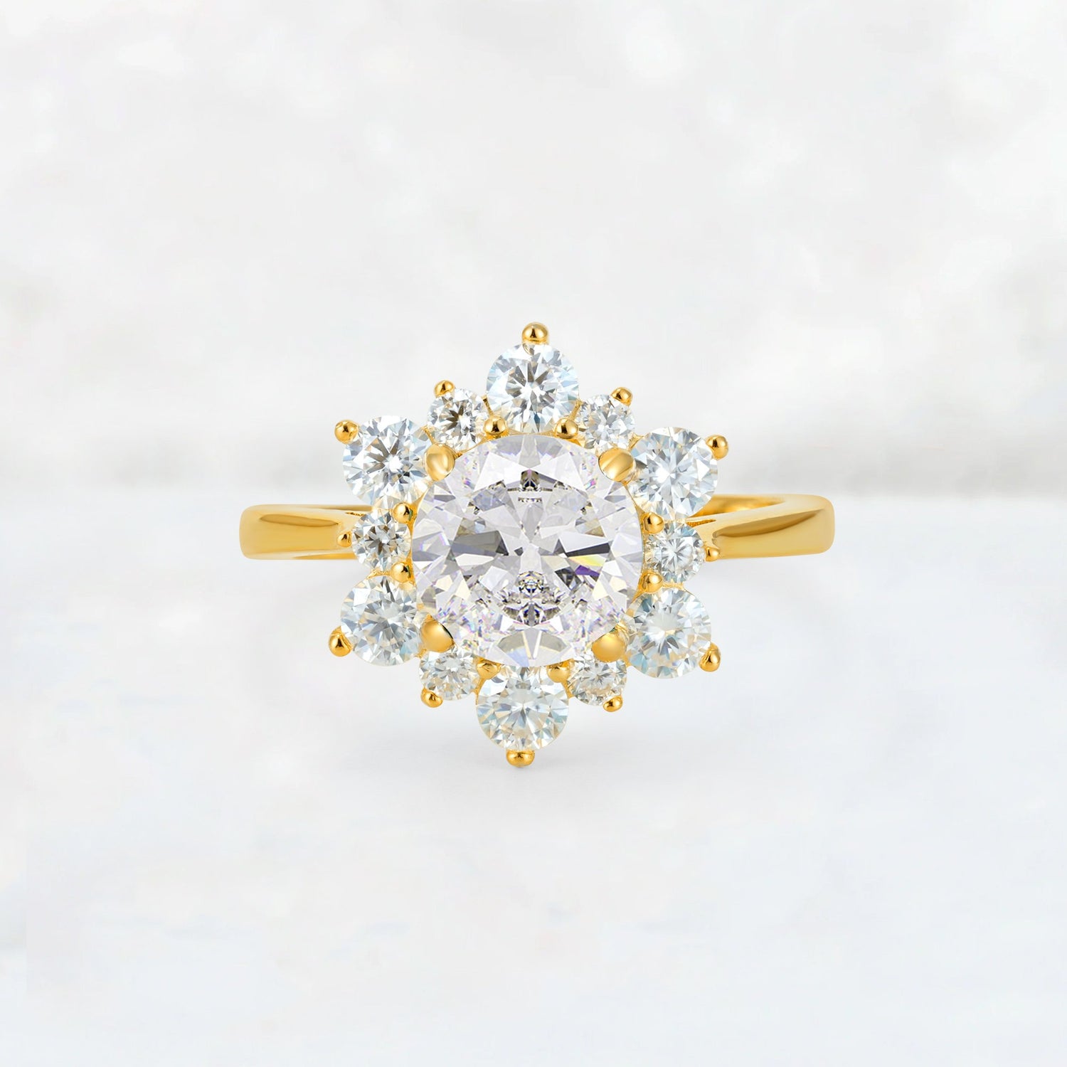 Round Cut Moissanite Floral Cluster Engagement Ring - Additional view
