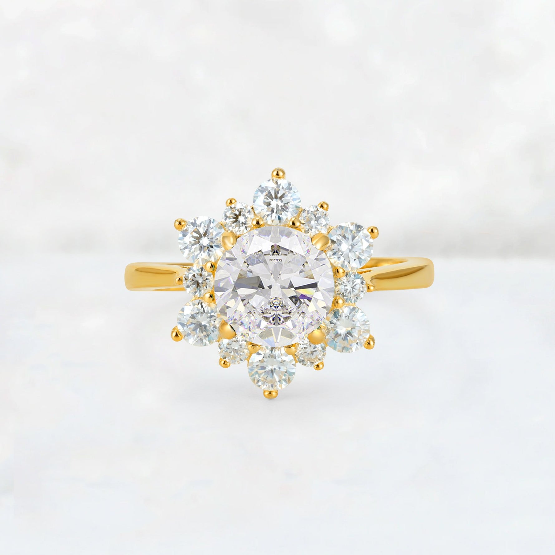 Round Cut Moissanite Floral Cluster Engagement Ring - Additional view