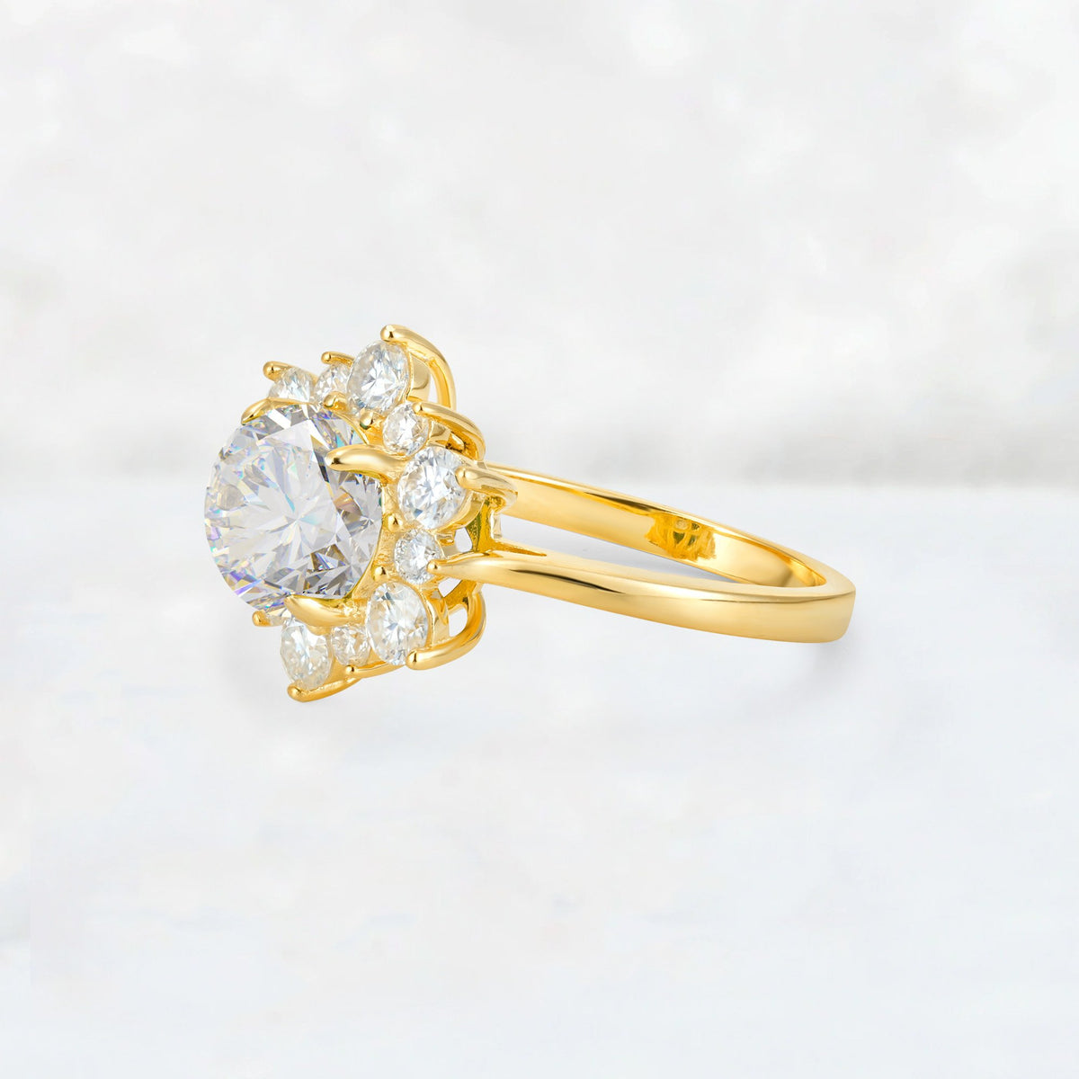 Round Cut Moissanite Floral Cluster Engagement Ring - Additional view