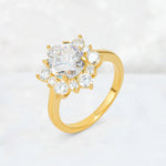 Round Cut Moissanite Floral Cluster Engagement Ring - Additional view