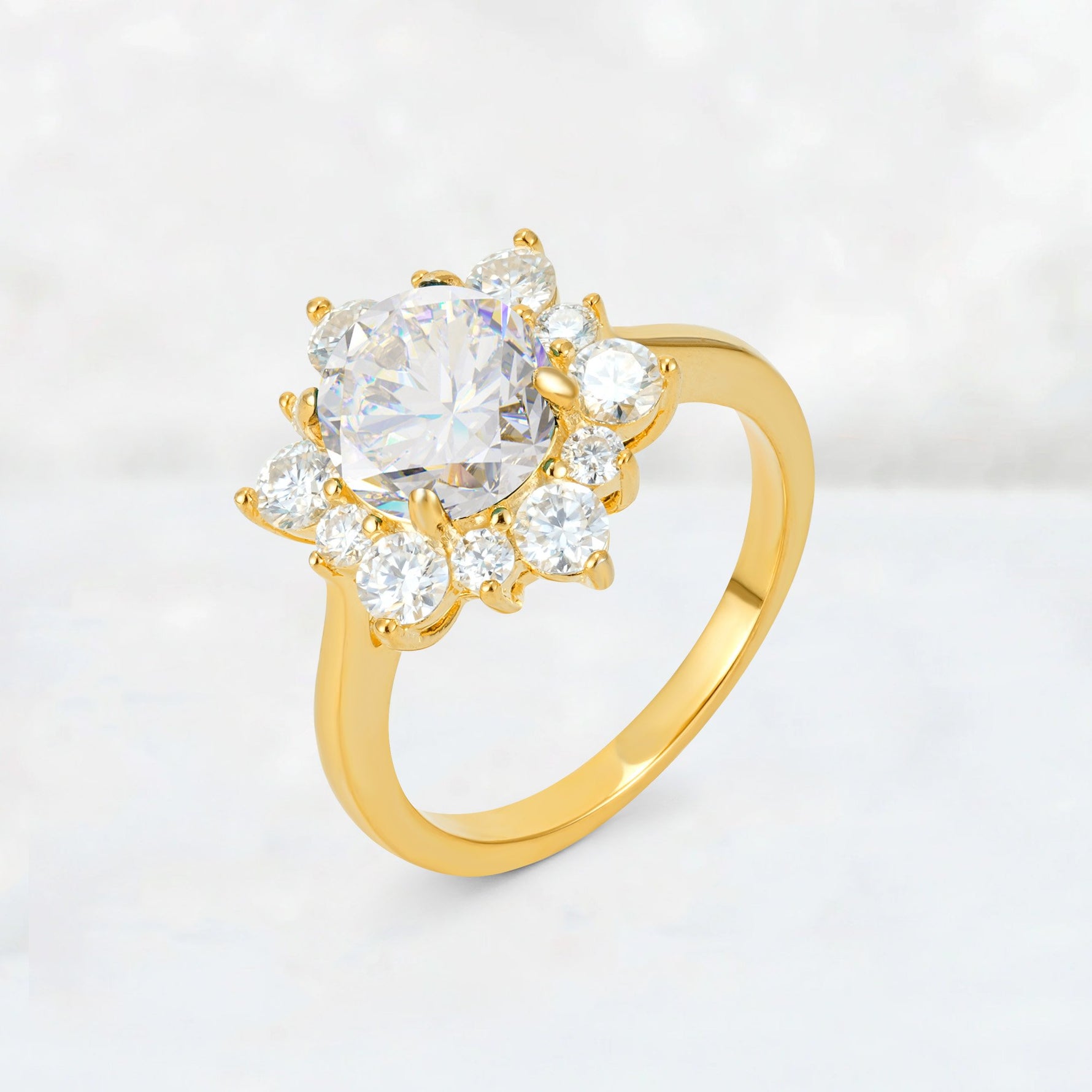 Round Cut Moissanite Floral Cluster Engagement Ring - Additional view