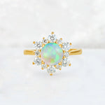 Round Cut Fire Opal Floral Cluster Engagement Ring - Additional view