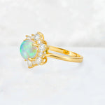 Round Cut Fire Opal Floral Cluster Engagement Ring - Additional view