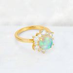 Round Cut Fire Opal Floral Cluster Engagement Ring - Additional view