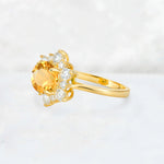 Round Cut Citrine Floral Cluster Engagement Ring - Additional view