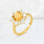 Round Cut Citrine Floral Cluster Engagement Ring - Additional view