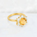 Round Cut Citrine Floral Cluster Engagement Ring - Additional view