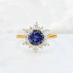 Round Cut Tanzanite Floral Cluster Engagement Ring - Additional view
